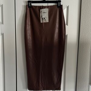 Naked Wardrobe Brown Midi Skirt